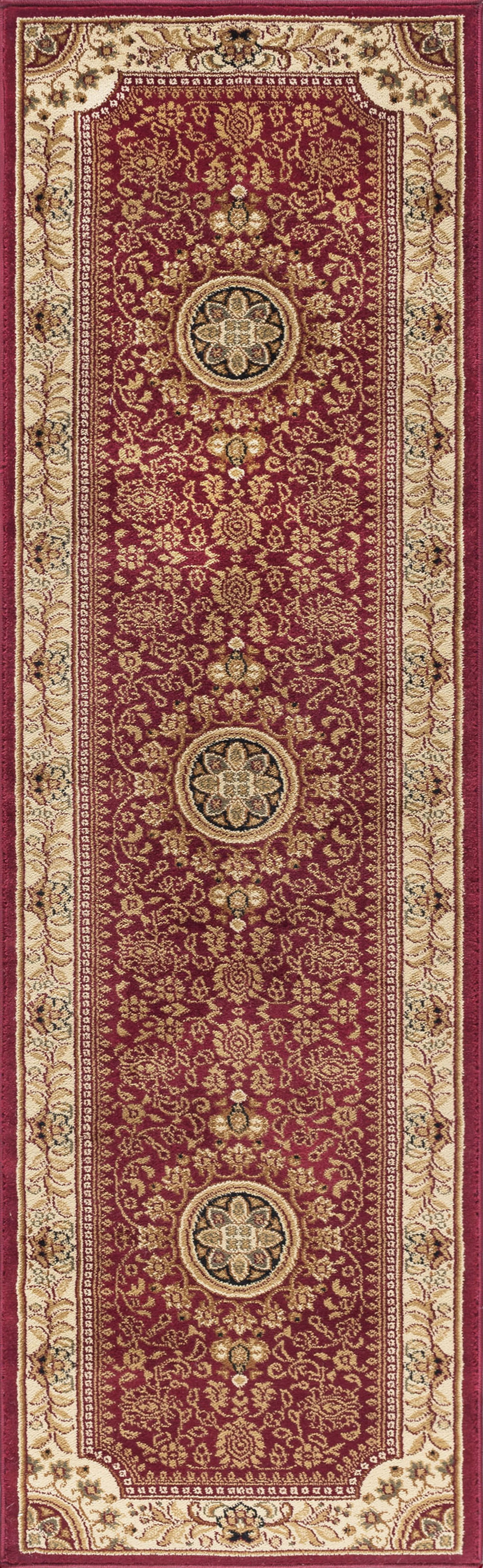 Traditional 2x8 Area Rug (2'3'' x 7'3'') Oriental Red, Beige Indoor