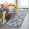 thumbnail image 1 of Traditional 2x8 Area Rug (2'3'' x 7'7'') Medallion Navy, Aqua Indoor Runner Easy to Clean, 1 of 8