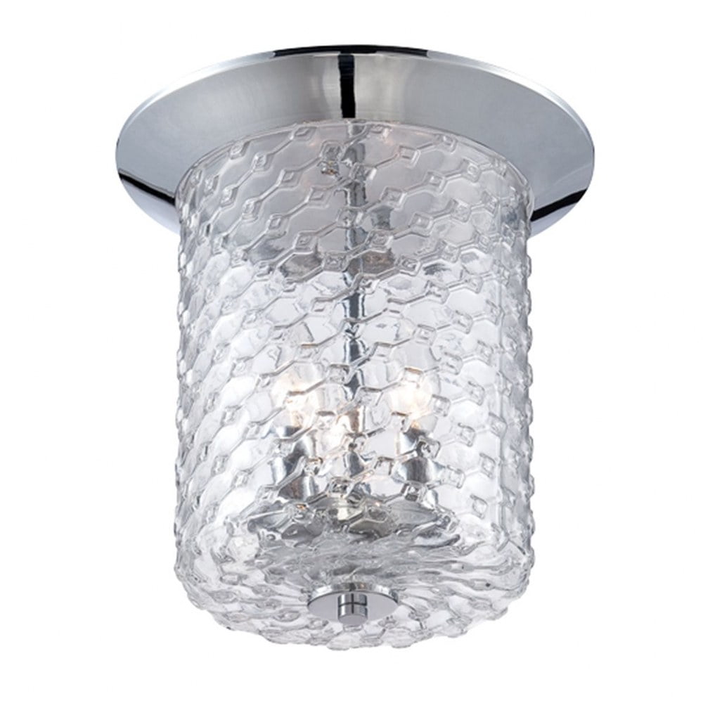 Traditional 3-Light Flushmount with Clear Textured Glass 11 inches Ceiling Mount Bailey Street Home 79-Bel-1862887