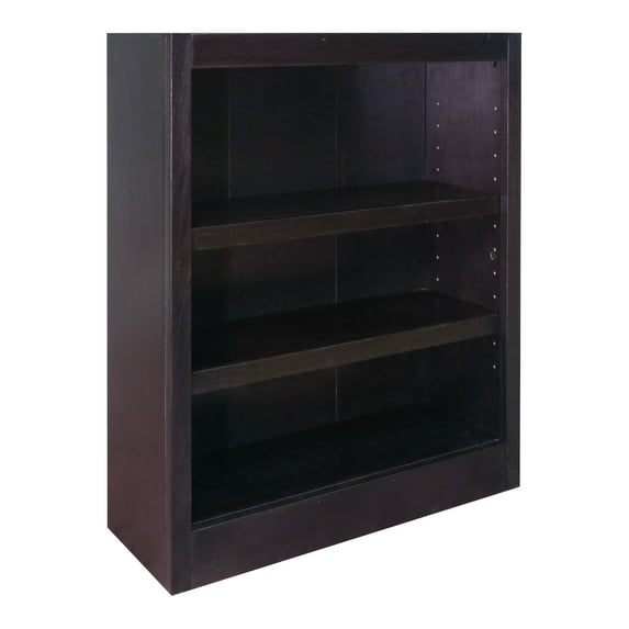 Concepts in Wood 3 Shelf Wood Bookcase, 36 inch Tall - Espresso Finish