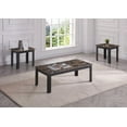 thumbnail image 1 of Traditional 3pc Set - Rectangular Coffee Table & Square End Tables, Wooden Legs & Faux Marble Top with Brown Finish, 1 of 6