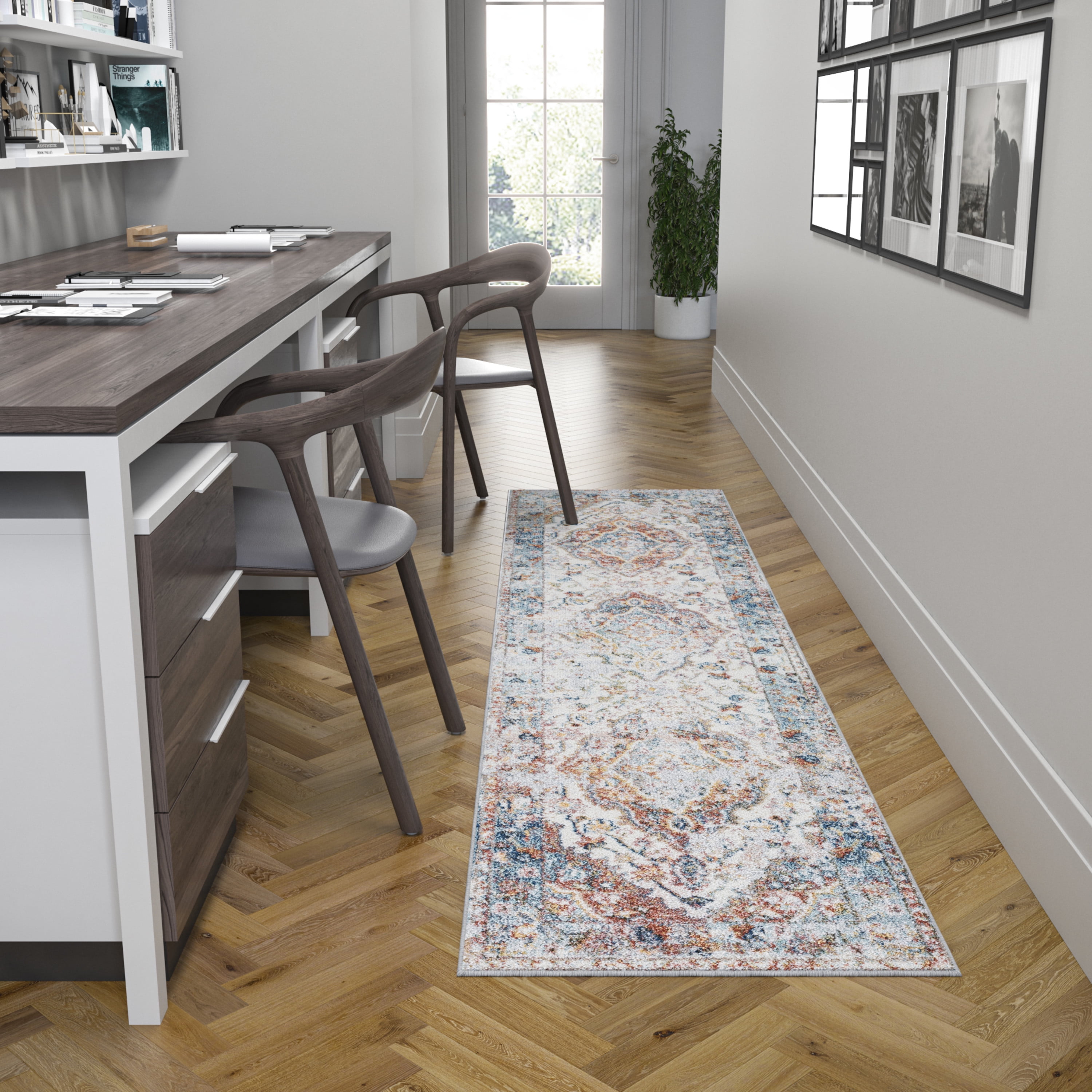 Traditional 3x10 Area Rug (2'8'' x 9'10'') Oriental Gray, Cream Indoor Runner Easy to Clean