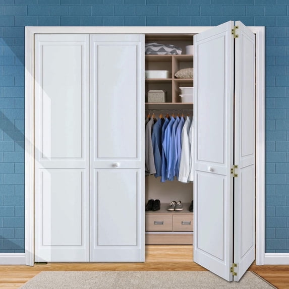 Kimberly Bay ® Traditional 4 Panel White Pine Core Bi-fold Door
