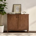 thumbnail image 1 of Walker Edison Traditional 44" Entryway Accent Cabinet - Dark Brown Oak, 1 of 12