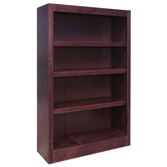 Concepts in Wood 4 Shelf Wood Bookcase, 48 inch Tall - Cherry Finish
