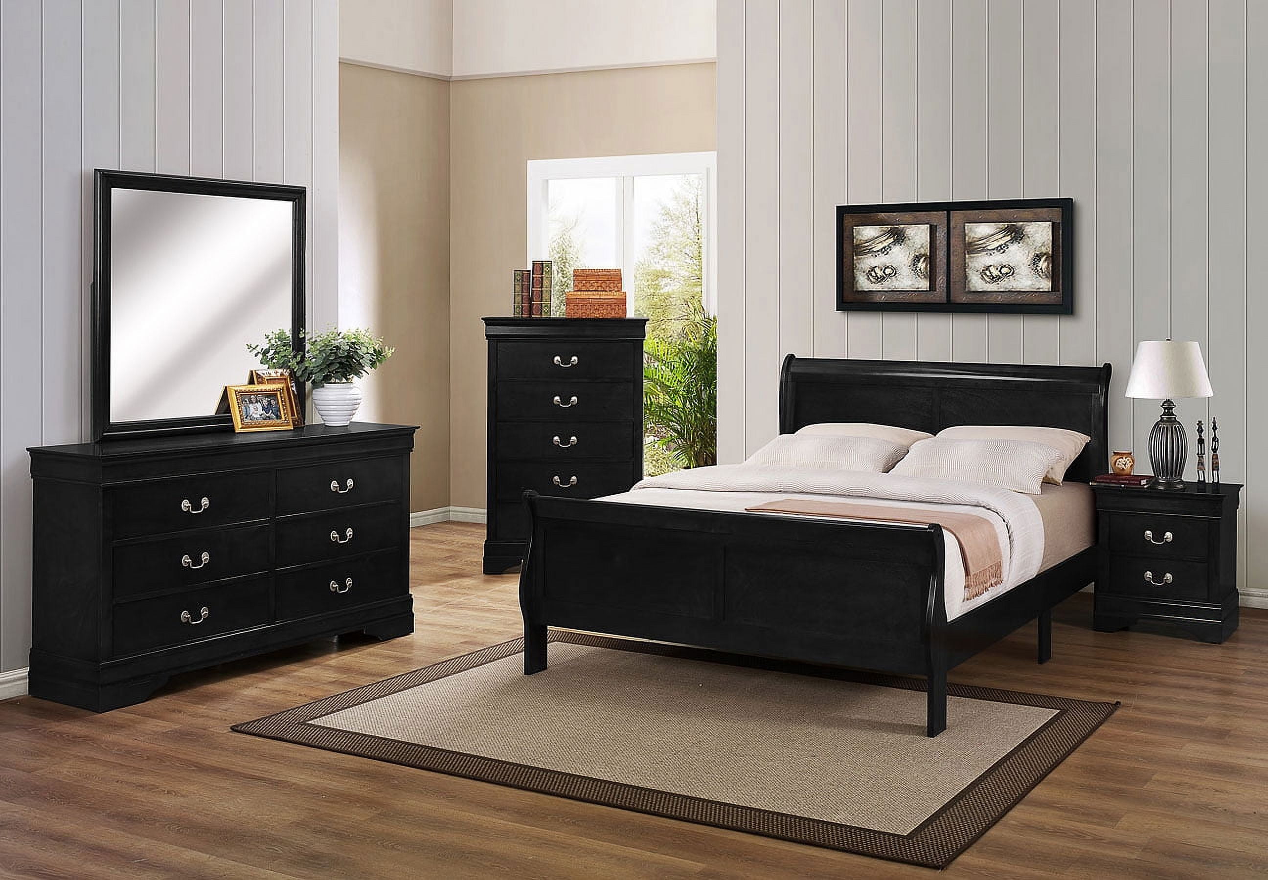 black night stand and dresser set Home Square 3 Piece Bedroom with 6-Drawer Double Two of 1-Drawer Nightstand in : Home & Kitchen lined top drawers Black Dresser And Night Stand