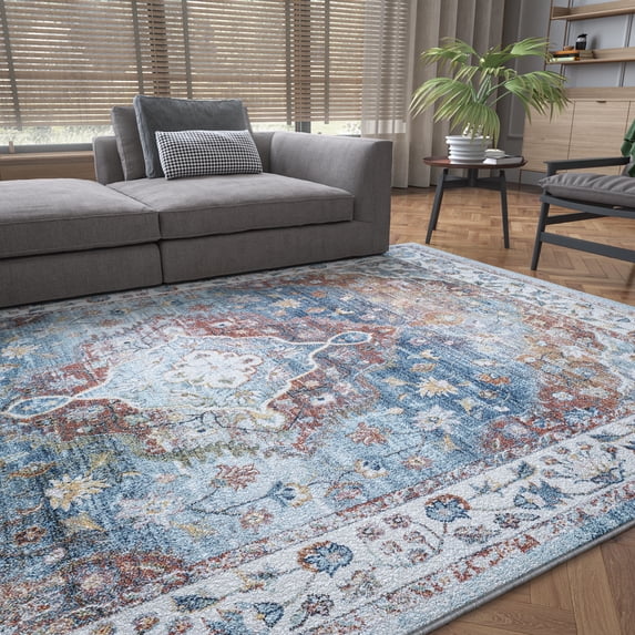 Traditional 4x6 Area Rug (4' x 5'3'') Oriental Cream, Gray Indoor Rectangle Easy to Clean