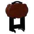 Traditional 5Piece Okume Veneer and Solid Wood Tray Table Set with