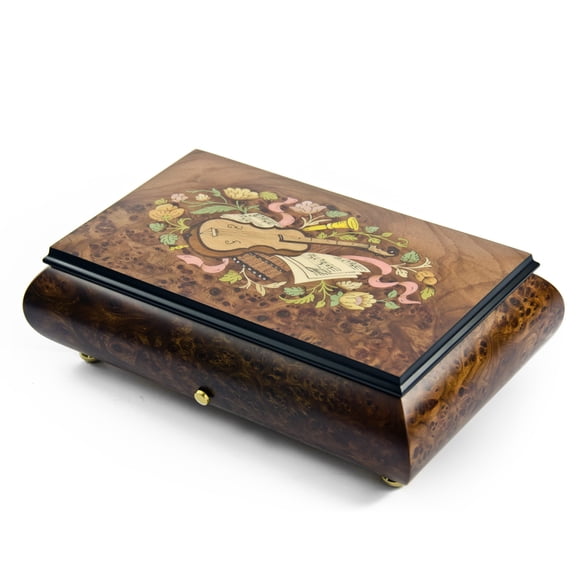 Traditional 50 Note Sankyo Musical Instrument Theme Inlay Grand Music Box - Love Story (2 parts)