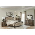 thumbnail image 1 of Traditional 5pc Bedroom Set King Bed Nightstand Chest Dresser Mirror Vintage Brown Wooden Furniture Formal, 1 of 7