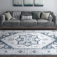 thumbnail image 1 of Traditional 5x7 Area Rug (5'3'' x 7'3'') Medallion White, Blue Living Room Easy to Clean, 1 of 10