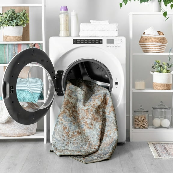 Traditional 5x7 Area Rug (5'3'' x 7'3'') Persian Rust, Beige Living Room Easy to Clean Machine Washable