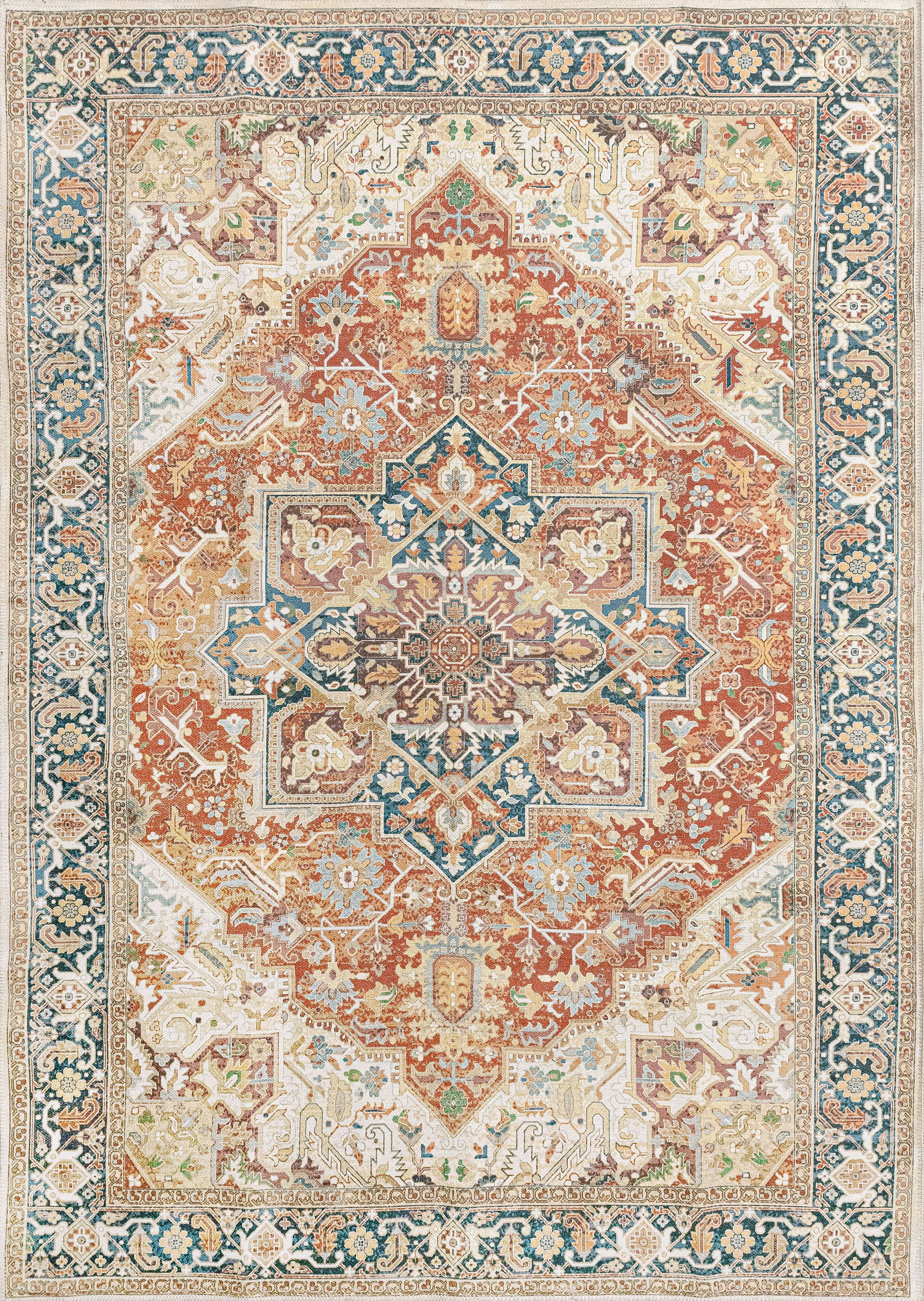 Traditional Chenille Finish Area Rug 5x8 Rust Cream - Walmart.com