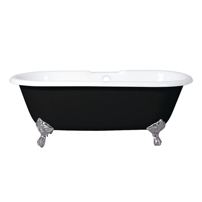 Classic 66-Inch Black and White Cast Iron Double Ended Clawfoot Bathtub