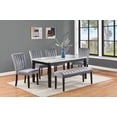 thumbnail image 1 of Traditional 6pc Dining Room Set Faux White Marble Table Top Upholstered Chair Bench Furniture, 1 of 7