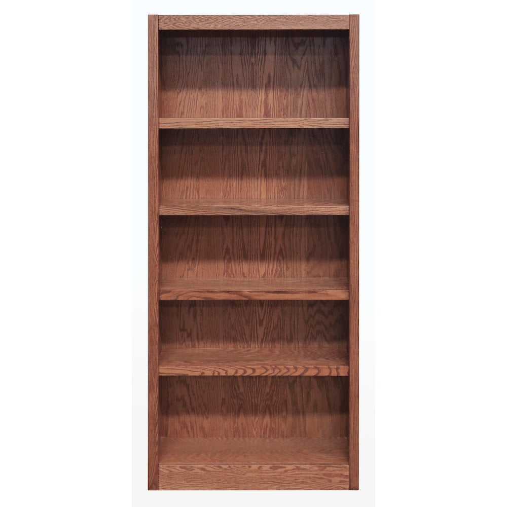 Adjustable Dry Oak Solid Wood 5-Shelf Bookcase