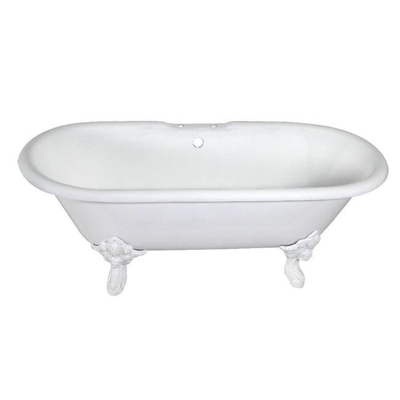 Aqua Eden 72-Inch White Cast Iron Double Ended Clawfoot Tub