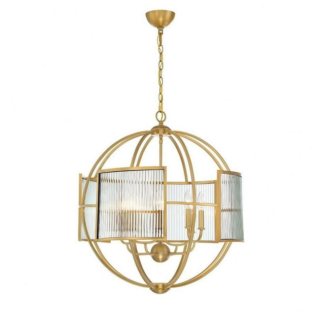 Traditional 8-Light Chandelier with Clear Glass 29 inches Chandeliers-Brass Finish Bailey Street Home 79-Bel-2772673