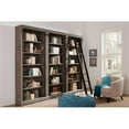 thumbnail image 1 of Traditional 8' Tall Wood Bookcase Wall With Ladder Aged Office Bookcases Gray, 1 of 8