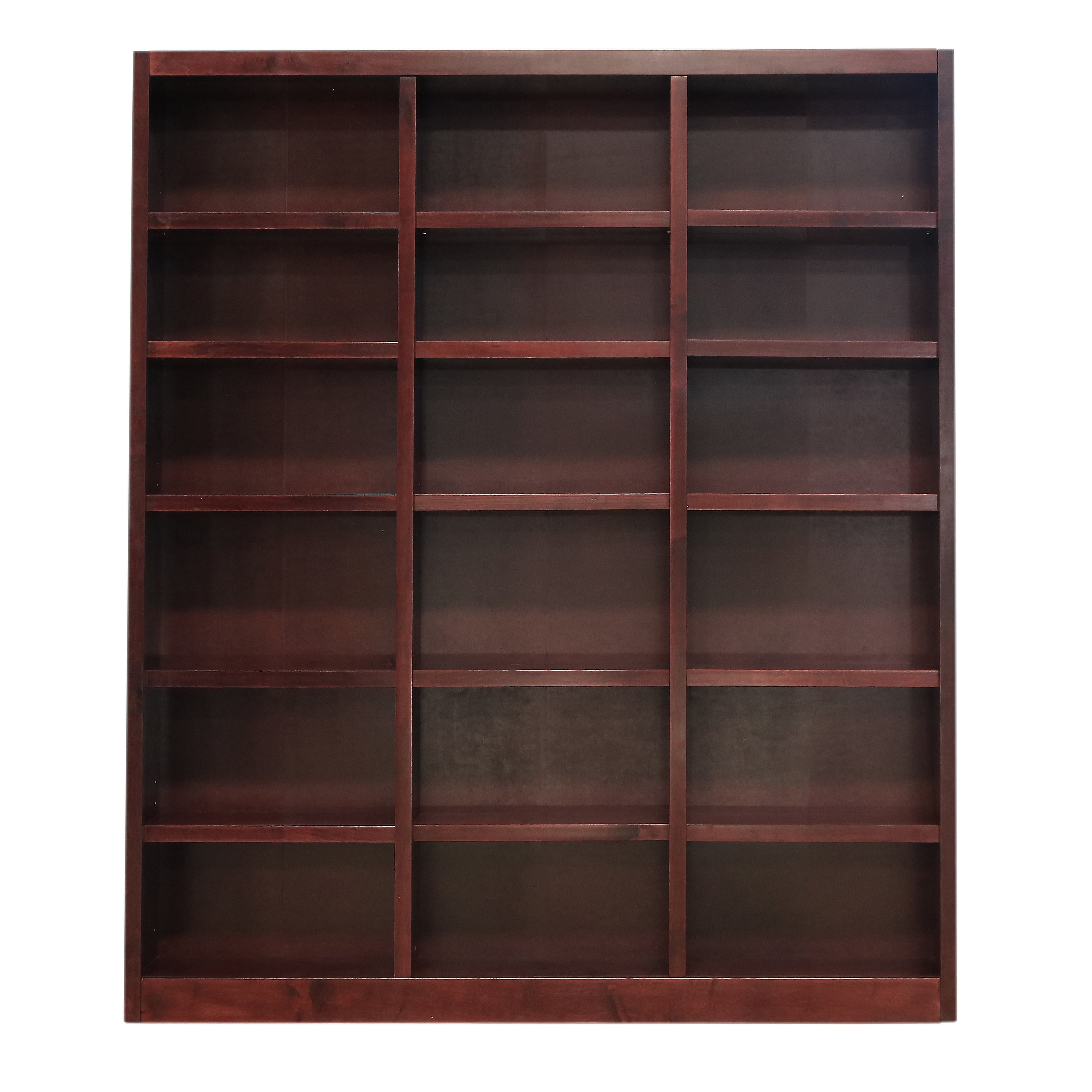 Cherry 84" Tall Triple Wide Wood Bookcase with Adjustable Shelves
