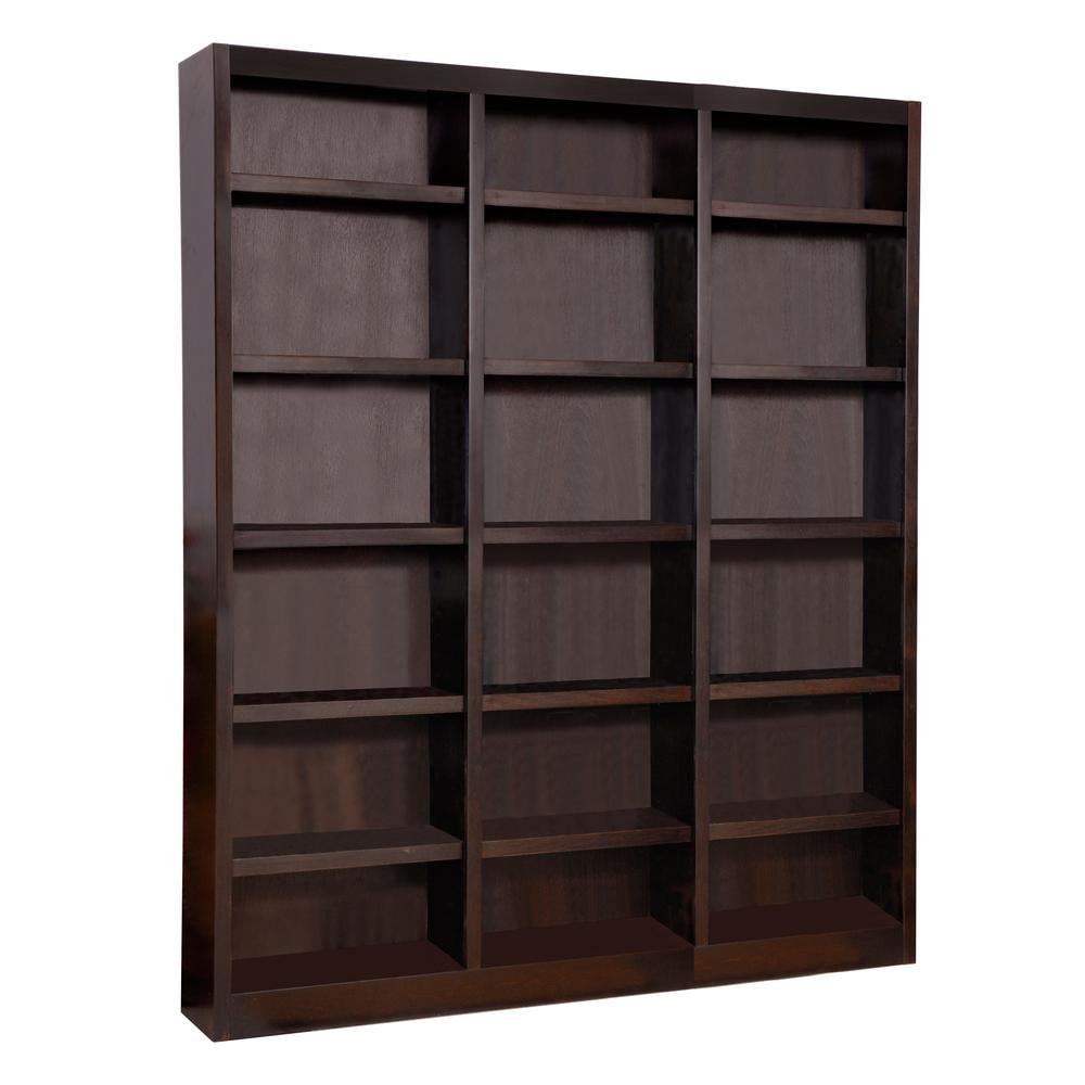 Espresso 84" Tall Adjustable Wood Triple Wide Bookcase