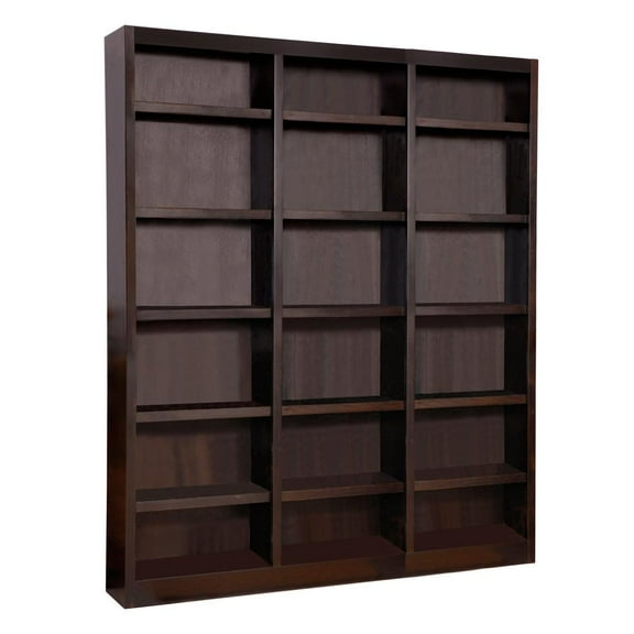 Concepts in Wood 18 Shelf Triple Wide Wood Bookcase, 84 inch Tall - Espresso Finish
