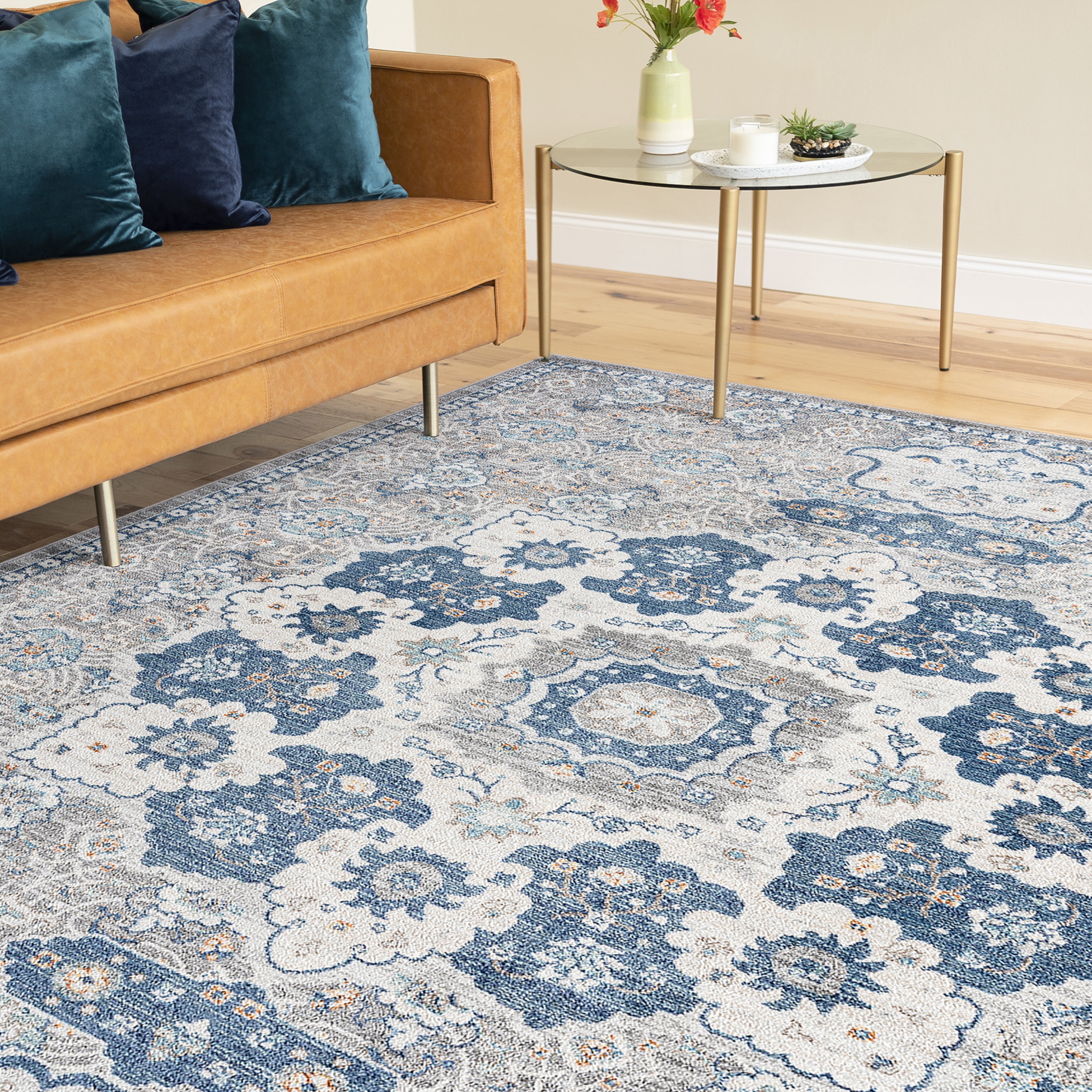 Traditional 8x10 Area Rug (7'11'' x 10'3'') Oriental Gray, Cream Living Room Easy to Clean