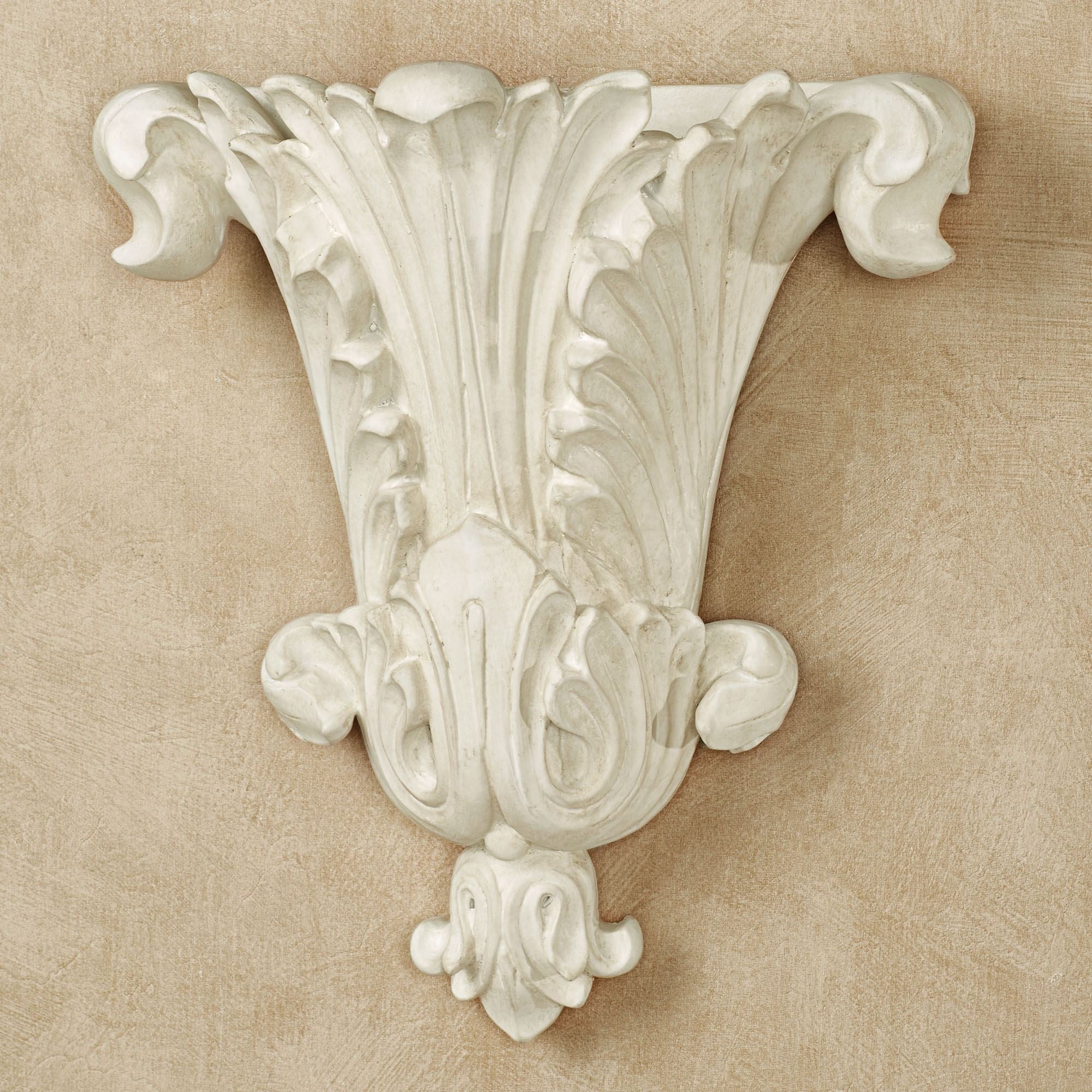 Antique White Resin Acanthus Leaf Wall Pocket Vase