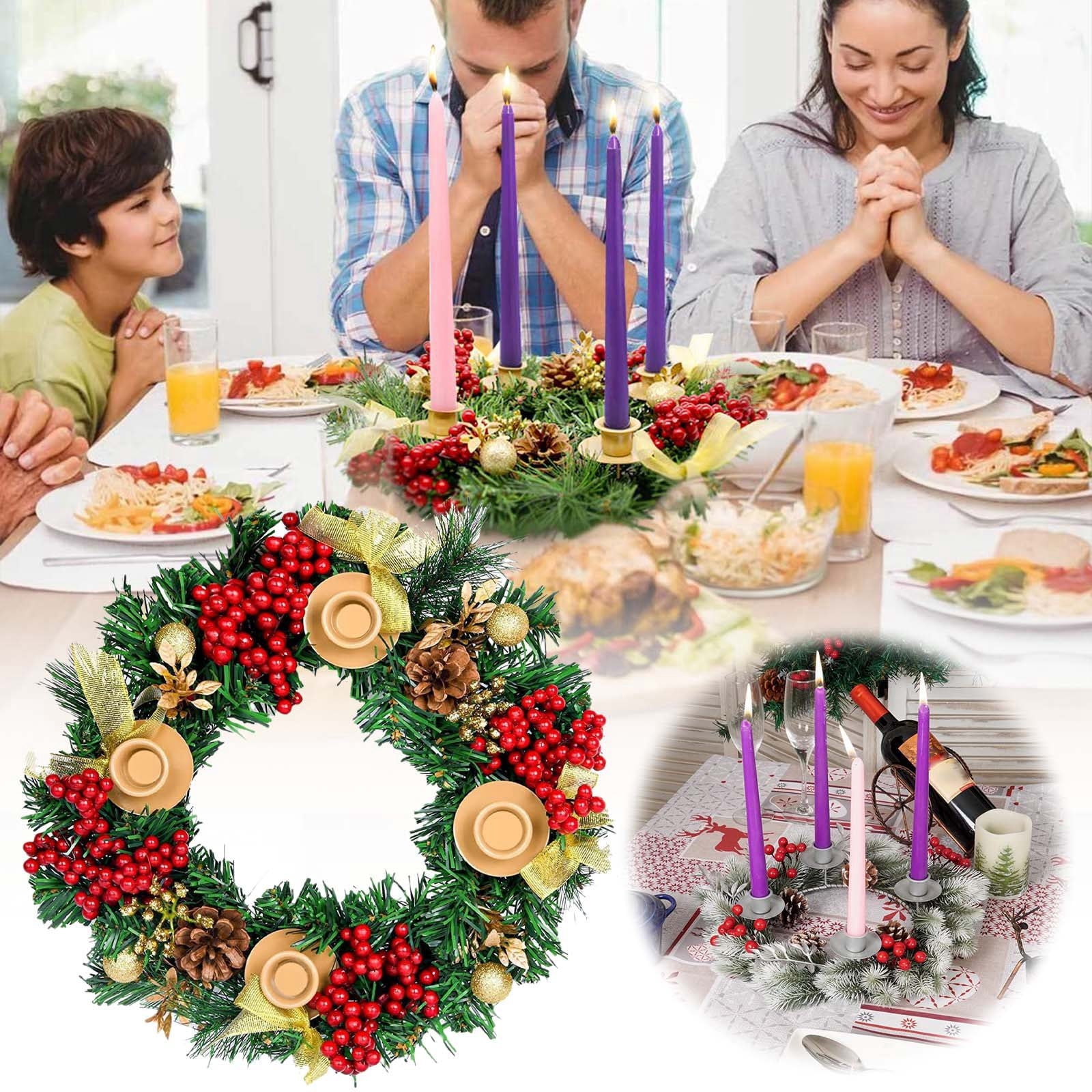 Traditional Advent Wreath Candle Holder with Ribbons Pine Cones ...