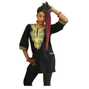 Traditional African Dashiki Top with Golden yellow embroidery