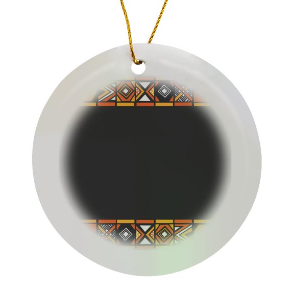 3drose, Traditional African Pattern - Art of Africa Inspired by Zulu Beadwork Geometric Designs - Ethnic, Circle Porcelain Ornament