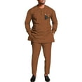 thumbnail image 1 of Traditional African Suit for Men Dashiki Long Sleeve Tops and Pants 2pcs Set Party Wedding Evening Men Suit, 1 of 5
