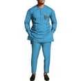 thumbnail image 1 of Traditional African Suit for Men Dashiki Long Sleeve Tops and Pants 2pcs Set Party Wedding Evening Men Suit, 1 of 5