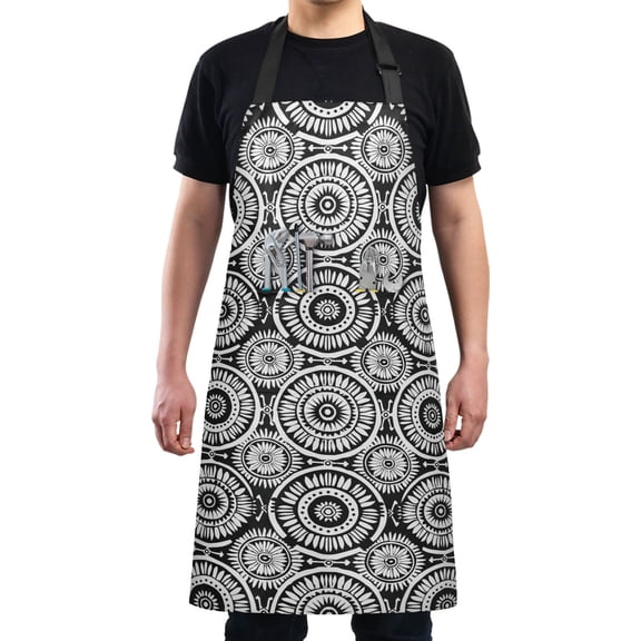 Traditional African Tribal Kitchen Apron with 2 Pockets Adjustable waterproof Cooking Aprons for Women Men Chef