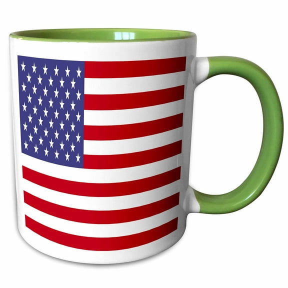 3drose, Traditional American Flag, 15oz Two-tone Green Mug