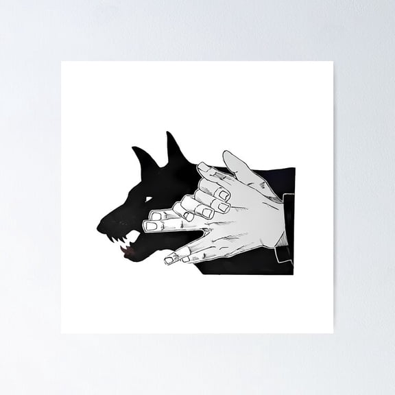 Traditional Anime Shadow Fox Shikigami Hand Sign Wall Art Gaming Decor, Unframed Poster
