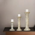 thumbnail image 1 of Traditional Antique White Handmade Mango Wood Set Of Three 6",9" & 12" Pillar Candle Holder for use, Living Room, Dinning Room, Study Room, Spa, Restaurants, Place Of Worship, etc, 1 of 4