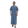 thumbnail image 1 of Traditional Arabic Jubba Thobe For Middle Embroidered Short Sleeve Style Kaftan Tunic Comfortable Loose Fit/Light Blue/L, 1 of 3