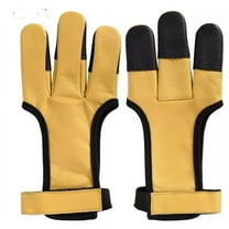 Traditional Archery Shooting 3 Finger Leather Gloves, Durable Finger Tabs for Bowstring Release and Comfort, Adjustable Shooting Gloves with Elastic Strap