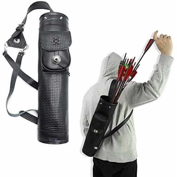Traditional Archery Shoulder Back Quiver Bow Genuine Leather Arrow Holder Quiver Bag Pure Leather for Hunting Target$$Other
