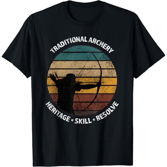 Traditional Archery Vintage Trad Bow Archers T-Shirt men and women can wear, black, white, gifts