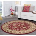 thumbnail image 1 of Traditional Area Rug (5'3'' Round) Floral Red, Beige Indoor Round Easy to Clean, 1 of 6