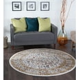 thumbnail image 1 of Traditional Area Rug (5'3'' Round) Oriental Beige, Cream Indoor Round Easy to Clean, 1 of 6