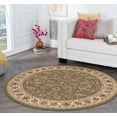 thumbnail image 1 of Traditional Area Rug (5'3'' Round) Oriental Green, Beige Indoor Round Easy to Clean, 1 of 6
