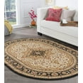 thumbnail image 1 of Traditional Area Rug (5'3'' x 7'3'' Oval) Oriental Ivory, Black Living Room Easy to Clean, 1 of 6