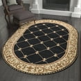 thumbnail image 1 of Traditional Area Rug (6'7'' x 9'6'' Oval) Border Black, Beige Living Room Easy to Clean, 1 of 5