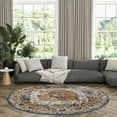 thumbnail image 1 of Traditional Area Rug (7'10'' Round) Medallion Yellow, Gold Indoor Round Easy to Clean, 1 of 5
