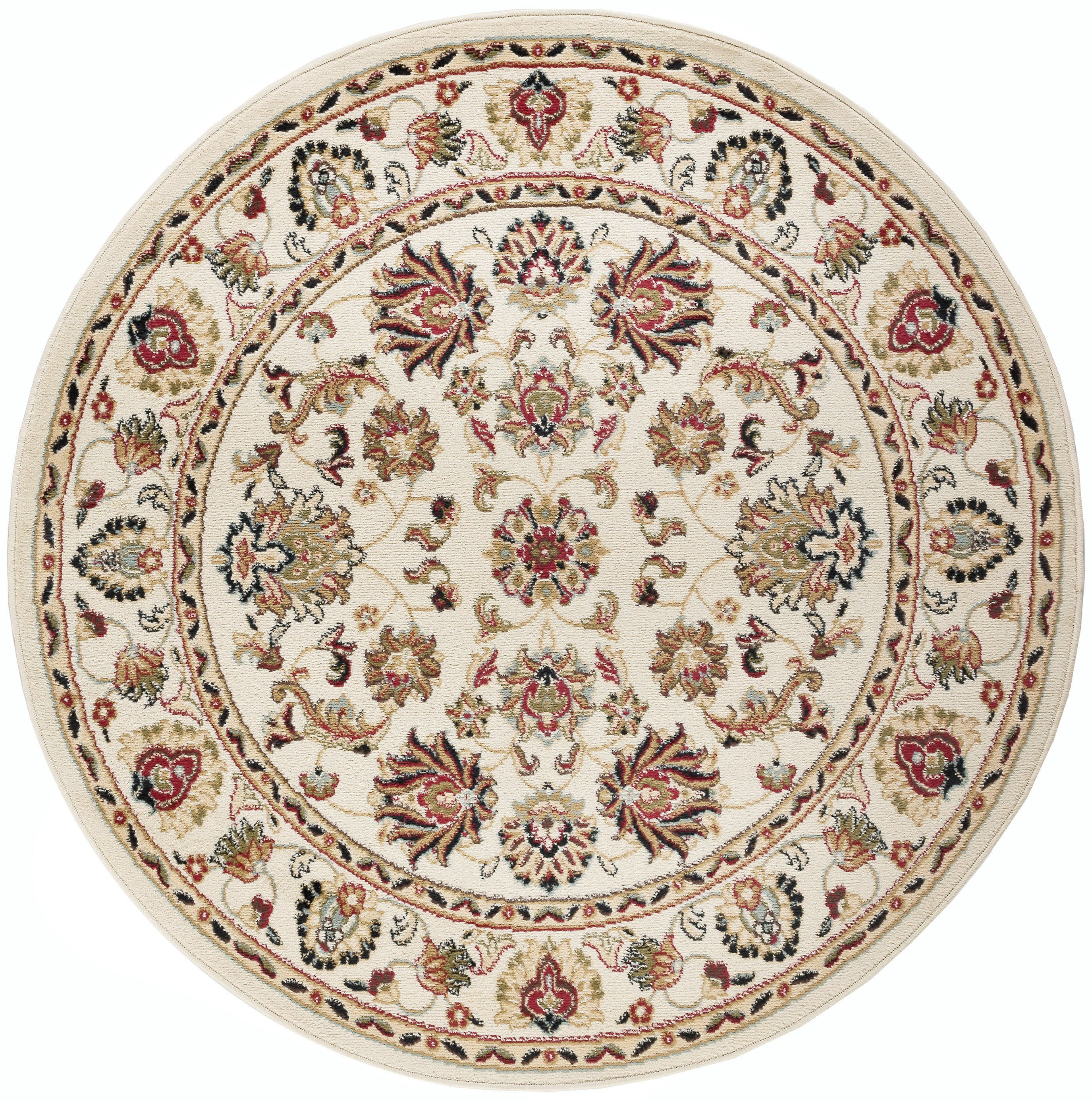 Traditional Area Rug (7'10'' Round) Oriental Ivory, Red Indoor Round