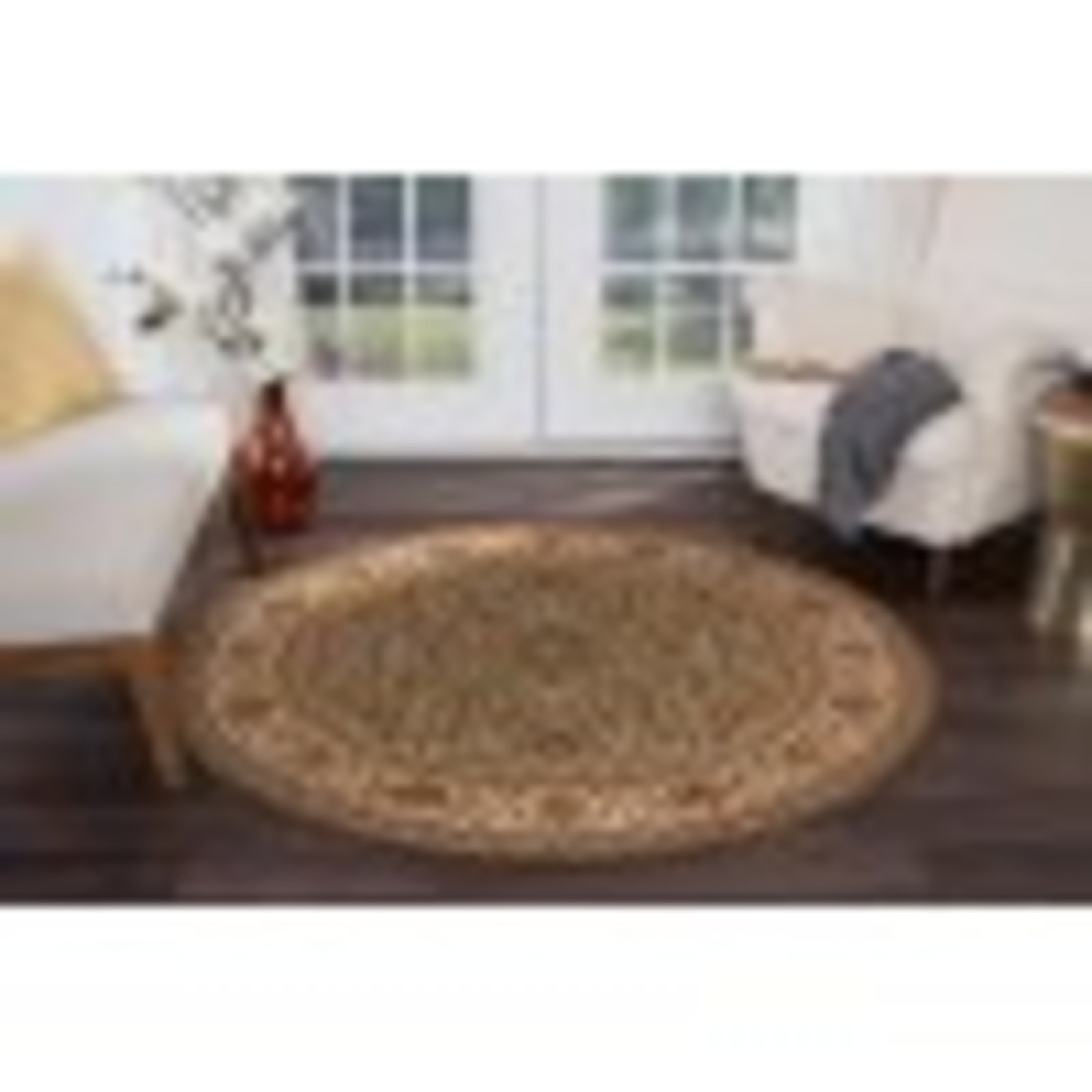 Traditional Area Rug (7'11'' Round) Border Green, Beige Indoor Round Easy to Clean