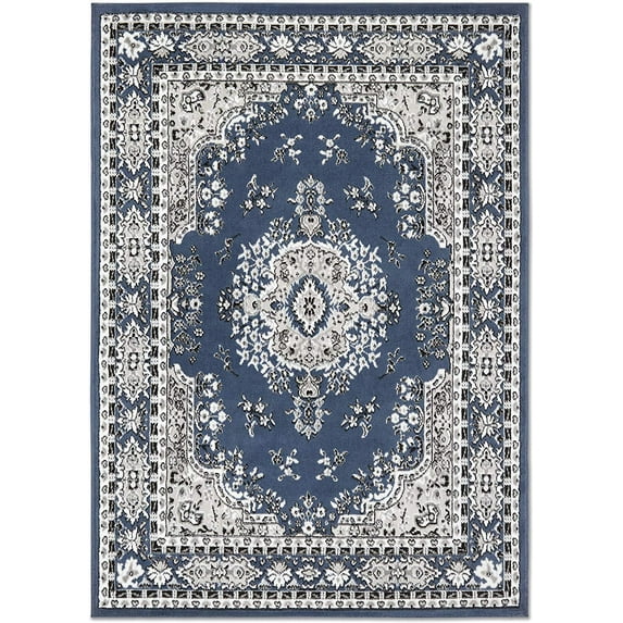 Traditional Area Rug Bordered Medallion Design Persian Oriental Rugs Carpet Runners